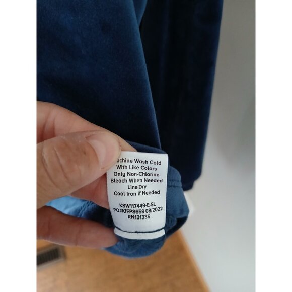 Evereve Milo Velour Funnel Neck Pullover Top Size XS Blue Supersoft Cozy - Picture 7 of 10